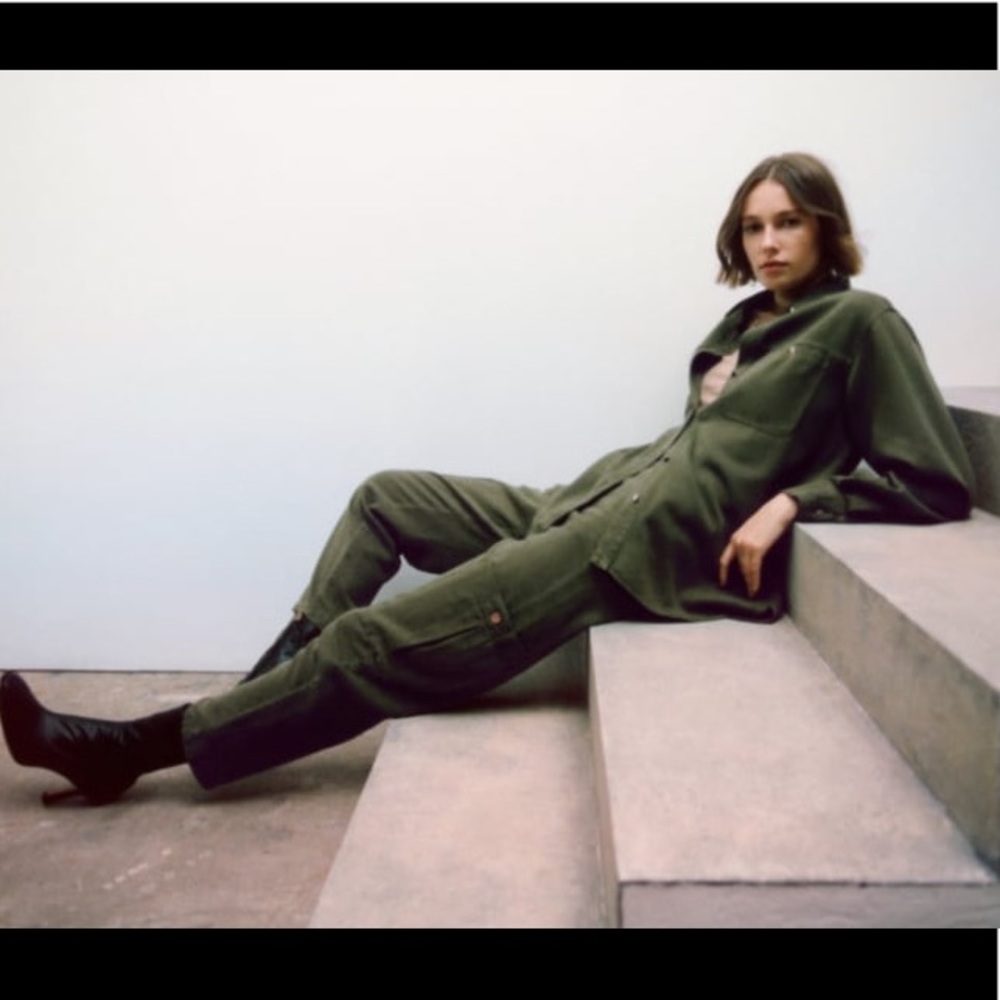 ZARA GREEN CARGO JOGGER PANTS - SMALL - REF 9332/332